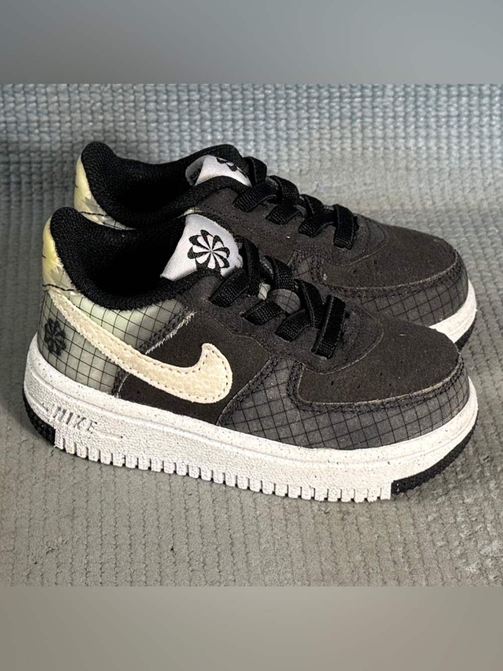 Nike Air Force 1 Crater (TD) Black Volt Shoes DH4089-001 Toddler Size 5C